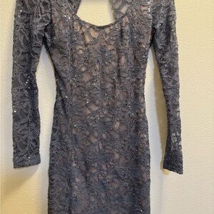 Jump Charcoal Lace Long Sleeve Dress
